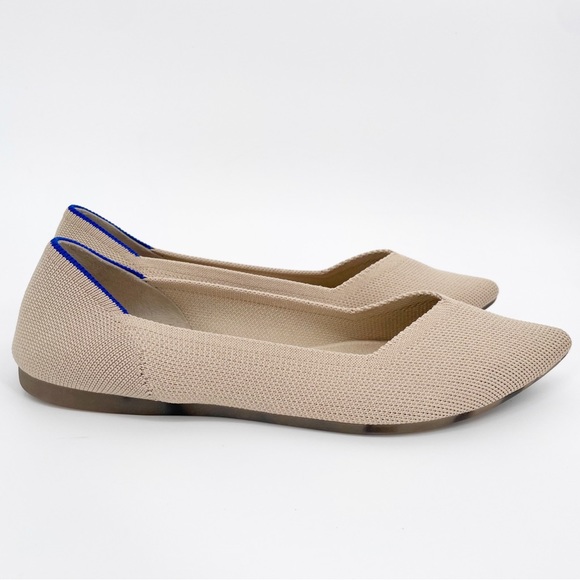 Rothy's Ecru Tortoise Shell Sole The Point Flats Cream Neutral Tan Beige - Picture 4 of 8